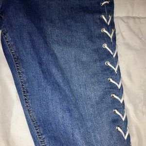 Topshop high waisted jeans with lace on side